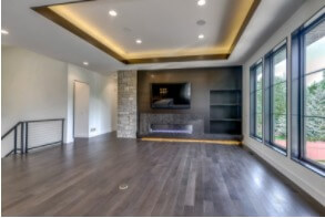 Rectangular fireplace in a newly built home