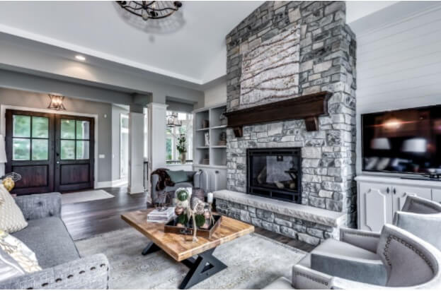 Unique fireplace design idea in a great room